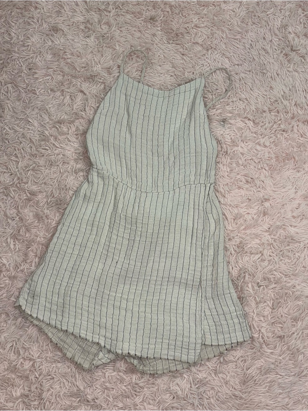 Willow Ivory Romper with Black Pinstripes